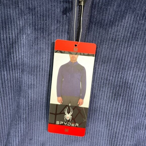 NEW Spyder Mens M Navy Blue 1/4 Zip Pullover Sweatshirt Ribbed - Picture 4 of 6